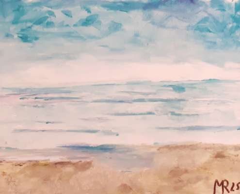 Bild: Acrylgemälde Himmel, Meer und Naturstrand.-Malkurs Seniorinnen 11.08.25