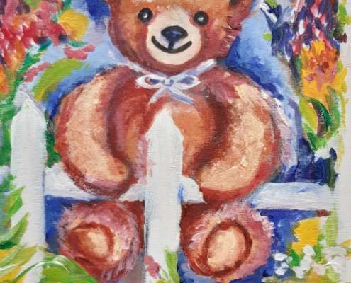 Seniorin malte für ein Enkelkind. Im Malkurs bei einer Senioreneinrichtung