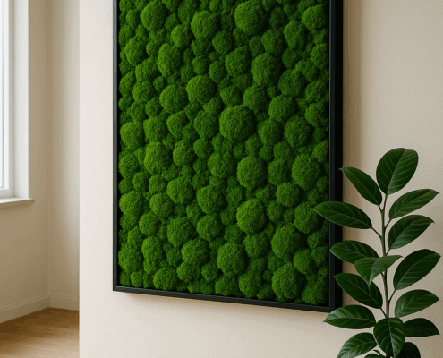 Moosbild an der Wand verbessert das Raumklima
